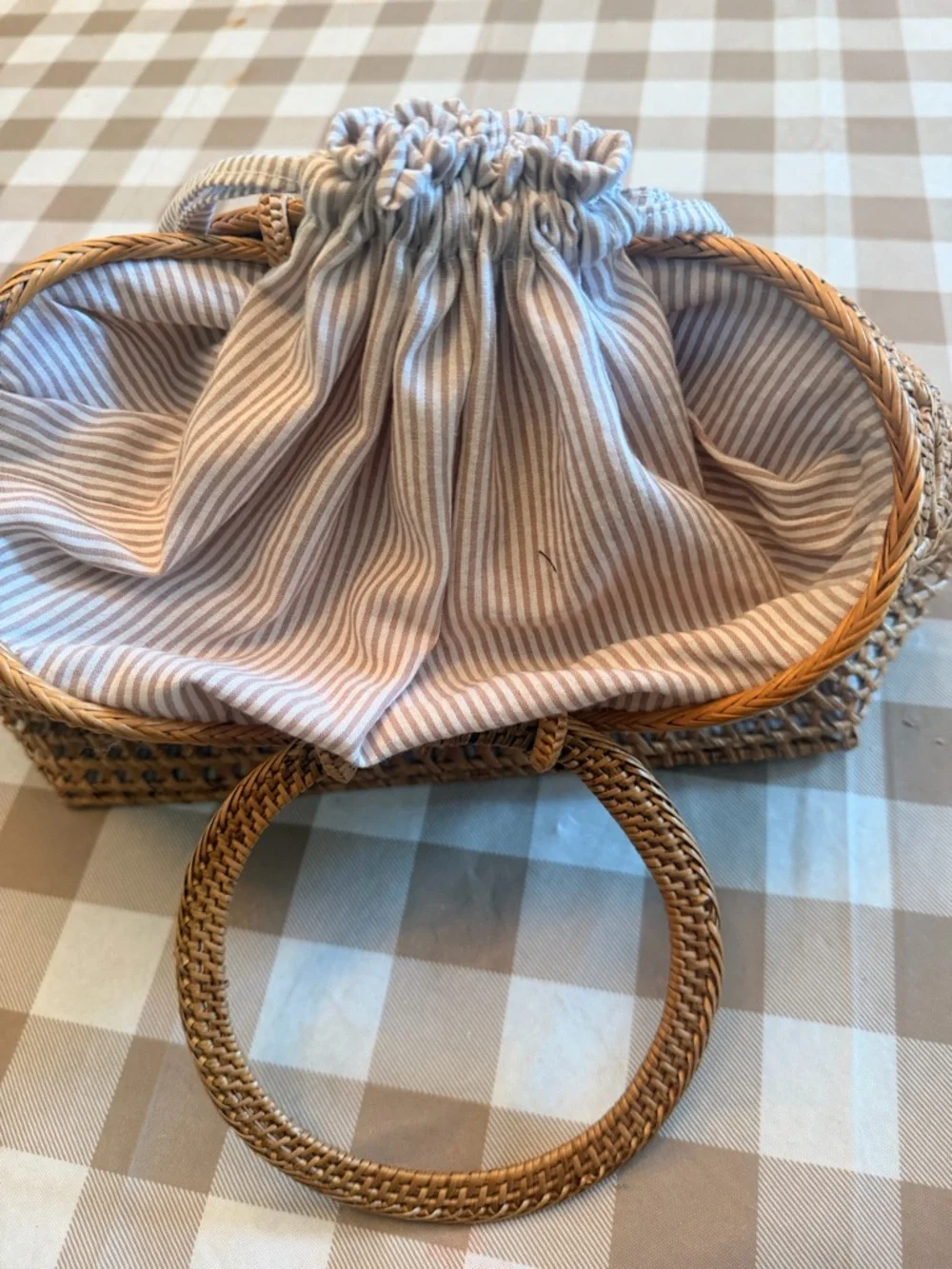 Anthropologie Bali Squared Bag Purse Rattan Beach - Picture 9 of 9